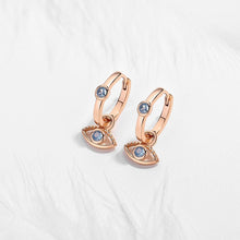 Load image into Gallery viewer, Dual Evil Eye Silver Hoop Earrings - EarringsRose Gold