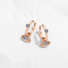 Load image into Gallery viewer, Dual Evil Eye Silver Hoop Earrings - EarringsRose Gold
