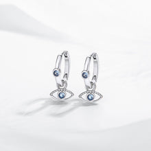 Load image into Gallery viewer, Dual Evil Eye Silver Hoop Earrings - EarringsRose Gold