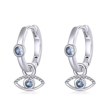 Load image into Gallery viewer, Dual Evil Eye Silver Hoop Earrings - EarringsSilver