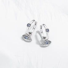 Load image into Gallery viewer, Dual Evil Eye Silver Hoop Earrings - EarringsRose Gold