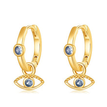 Load image into Gallery viewer, Dual Evil Eye Silver Hoop Earrings - EarringsRose Gold