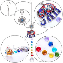 Load image into Gallery viewer, Elephant with Evil Eyes Wall Hanging with Multicolor Suncatcher Crystals - Wall Hanging