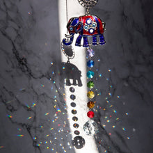 Load image into Gallery viewer, Elephant with Evil Eyes Wall Hanging with Multicolor Suncatcher Crystals - Wall Hanging