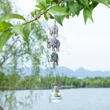 Load image into Gallery viewer, Elephants with Evil Eyes Wall Hanging with Single Large Suncatcher Crystal - Wall Hanging
