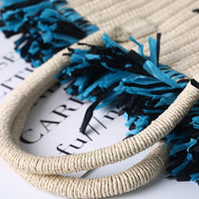 Load image into Gallery viewer, Embroidered Evil Eye and Hamsa Hand Tassel Weave Natural Straw Handbags - HandbagHamsa Hand