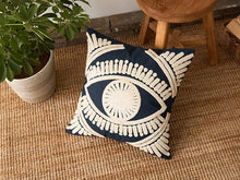Load image into Gallery viewer, Embroidered Evil Eye Cushion Covers - Black and Pink - Cushion CoverBlack