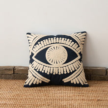 Load image into Gallery viewer, Embroidered Evil Eye Cushion Covers - Black and Pink - Cushion CoverBlack
