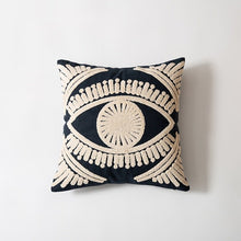 Load image into Gallery viewer, Embroidered Evil Eye Cushion Covers - Black and Pink - Cushion CoverBlack