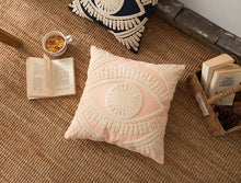 Load image into Gallery viewer, Embroidered Evil Eye Cushion Covers - Black and Pink - Cushion CoverBlack