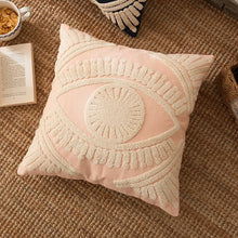 Load image into Gallery viewer, Embroidered Evil Eye Cushion Covers - Black and Pink - Cushion CoverPink