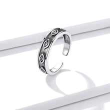 Load image into Gallery viewer, Engraved Silver Evil Eyes Finger Wrap Ring - Ring