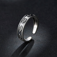 Load image into Gallery viewer, Engraved Silver Evil Eyes Finger Wrap Ring - Ring