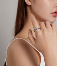 Load image into Gallery viewer, Engraved Silver Evil Eyes Finger Wrap Ring - Ring