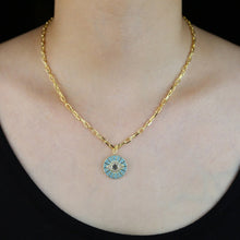 Load image into Gallery viewer, Engraved Stone Studded Evil Eye Pendant Necklaces - JewelleryGreen - Black