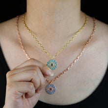 Load image into Gallery viewer, Engraved Stone Studded Evil Eye Pendant Necklaces - JewelleryGold - Black