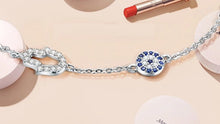 Load image into Gallery viewer, Evil Eye and Hamsa Hand Silver Bracelet - BraceletSilver