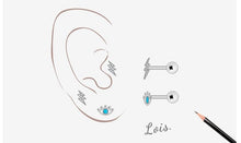 Load image into Gallery viewer, Evil Eye and Lightning Bolt Silver Earrings - Earrings