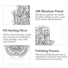 Load image into Gallery viewer, Evil Eye and Lotus Flower Engraved Hamsa Hand Silver Pendant and Necklace - NecklacePendant and Chain