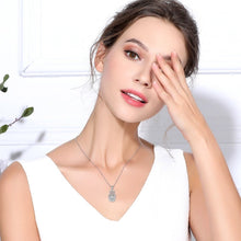 Load image into Gallery viewer, Evil Eye and Lotus Flower Engraved Hamsa Hand Silver Pendant and Necklace - NecklacePendant and Chain