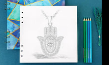 Load image into Gallery viewer, Evil Eye and Tree of Life Engraved Hamsa Hand Silver Pendant and Necklace - NecklacePendant and Chain