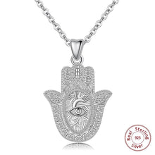 Load image into Gallery viewer, Evil Eye and Tree of Life Engraved Hamsa Hand Silver Pendant and Necklace - NecklaceOnly Pendant