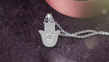 Load image into Gallery viewer, Evil Eye and Tree of Life Engraved Hamsa Hand Silver Pendant and Necklace - NecklacePendant and Chain
