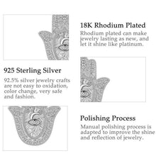 Load image into Gallery viewer, Evil Eye and Tree of Life Engraved Hamsa Hand Silver Pendant and Necklace - NecklacePendant and Chain