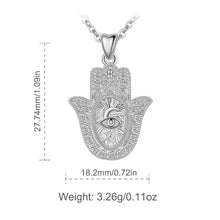Load image into Gallery viewer, Evil Eye and Tree of Life Engraved Hamsa Hand Silver Pendant and Necklace - NecklacePendant and Chain