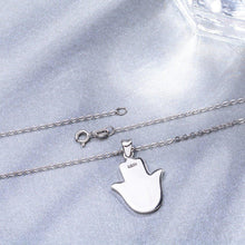 Load image into Gallery viewer, Evil Eye and Tree of Life Engraved Hamsa Hand Silver Pendant and Necklace - NecklacePendant and Chain