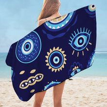 Load image into Gallery viewer, Evil Eye Beach and Bath Towels - AccessoriesRectuangularBlue Evil Eye Design