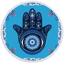 Load image into Gallery viewer, Evil Eye Beach and Bath Towels - AccessoriesRoundHamsa Hand and Evil Eye