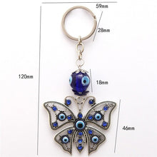 Load image into Gallery viewer, Evil Eye Butterfly Metallic Keychain - Keychain