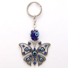 Load image into Gallery viewer, Evil Eye Butterfly Metallic Keychain - Keychain