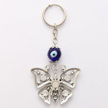 Load image into Gallery viewer, Evil Eye Butterfly Metallic Keychain - Keychain