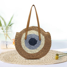 Load image into Gallery viewer,
Evil Eye Design Woven Rattan Straw Bag - 0Light BrownChina