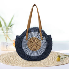 Load image into Gallery viewer,
Evil Eye Design Woven Rattan Straw Bag - 0BlueChina