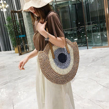 Load image into Gallery viewer,
Evil Eye Design Woven Rattan Straw Bag - 0BeigeChina