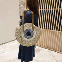 Load image into Gallery viewer,
Evil Eye Design Woven Rattan Straw Bag - 0Light BrownChina