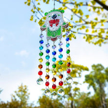 Load image into Gallery viewer, Evil Eye, Hamsa Hand and Lotus Flower Wall Hanging with Suncatcher Crystals - Wall Hanging