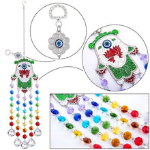 Load image into Gallery viewer, Evil Eye, Hamsa Hand and Lotus Flower Wall Hanging with Suncatcher Crystals - Wall Hanging