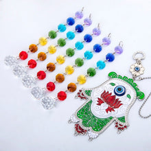 Load image into Gallery viewer, Evil Eye, Hamsa Hand and Lotus Flower Wall Hanging with Suncatcher Crystals - Wall Hanging