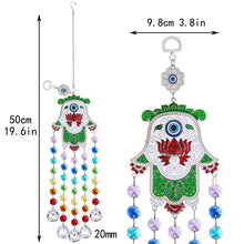 Load image into Gallery viewer, Evil Eye, Hamsa Hand and Lotus Flower Wall Hanging with Suncatcher Crystals - Wall Hanging