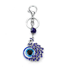 Load image into Gallery viewer, Evil Eye Peacock Metallic Keychain - Keychain