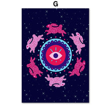 Load image into Gallery viewer, Evil Eye Posters - Series 1 - Home DecorEvil Eye with Dancing Rabbits5.1β x 7.1β