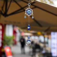 Load image into Gallery viewer, Evil Eye Wall Hanging with Angel Pendulum Design and Suncatcher Crystal - Wall Hanging