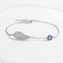 Load image into Gallery viewer, Evil Eye with Angel Wings Silver Bracelet - Bracelet