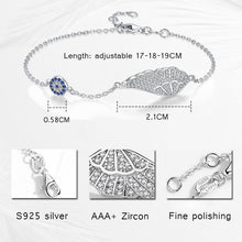 Load image into Gallery viewer, Evil Eye with Angel Wings Silver Bracelet - Bracelet