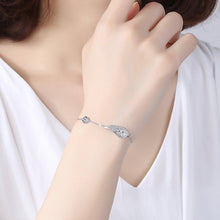 Load image into Gallery viewer, Evil Eye with Angel Wings Silver Bracelet - Bracelet