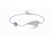 Load image into Gallery viewer, Evil Eye with Angel Wings Silver Bracelet - Bracelet